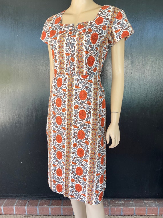 1950s orange and white dress