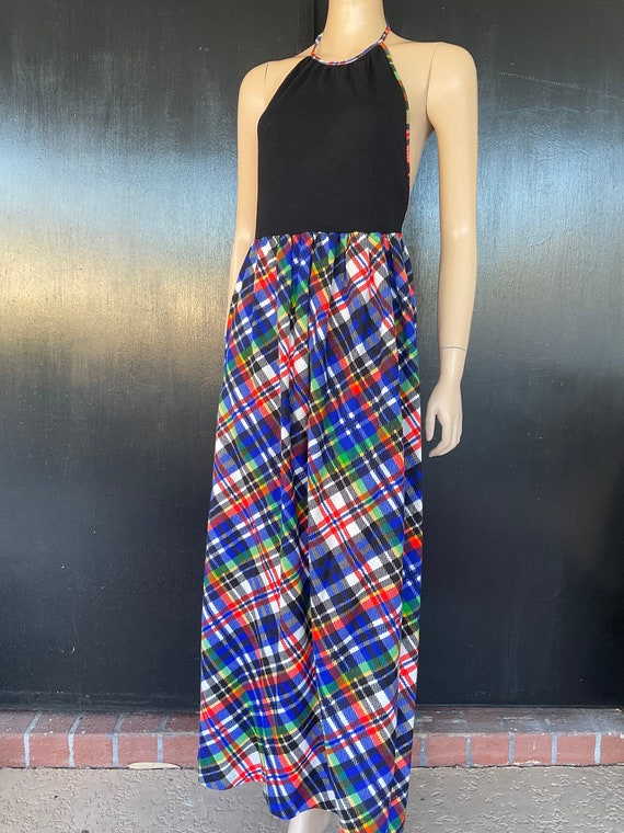 1970s multi color Vantage maxi dress