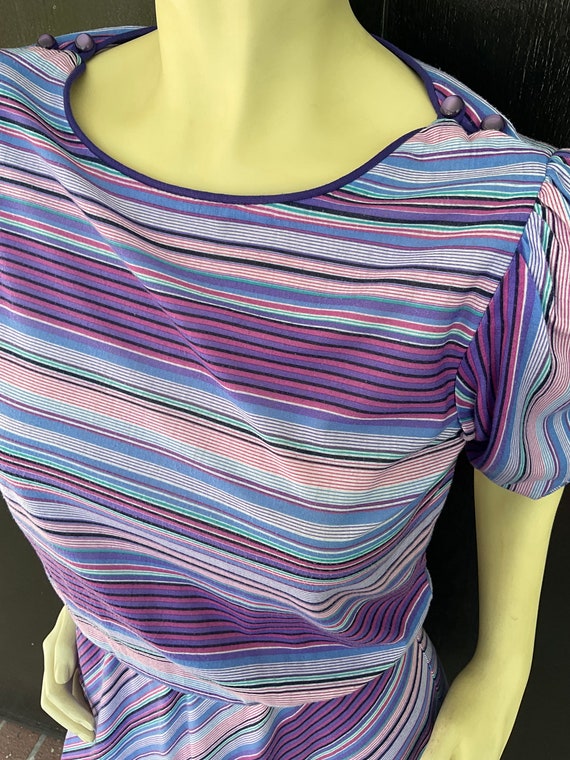 1980s multicolor stripe dress - image 2