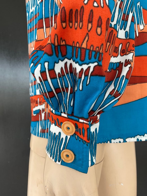 1970s rust, turquoise and white blouse - image 2