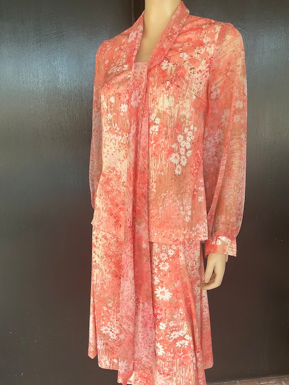 1970s pink and peach dress - image 3