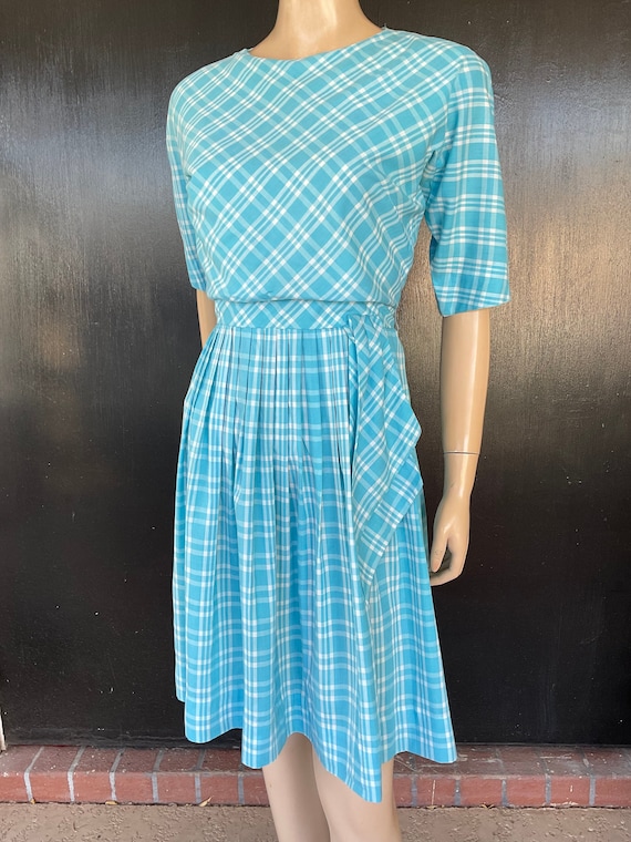 1960s aqua and white Eve Le Coq dress