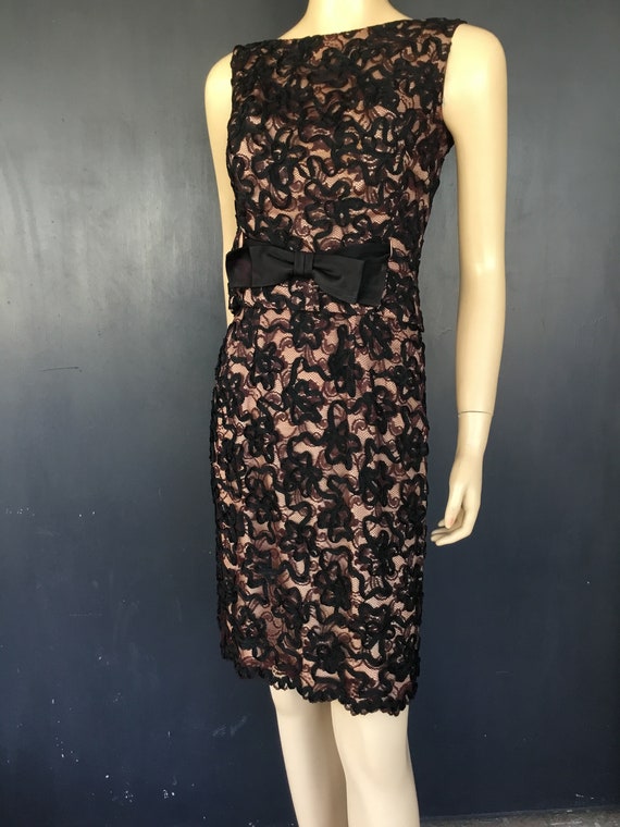 1960s black and brown lace dress