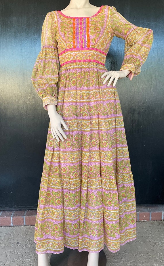 1960s multi color maxi dress