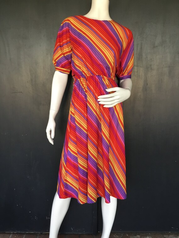 1980s multi color stripe Kara of California pullo… - image 1