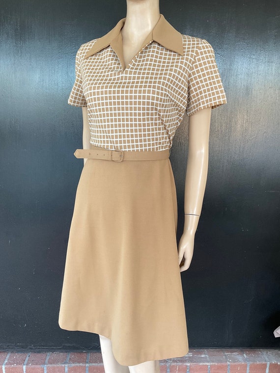 1970s tan and white Lady Blair dress