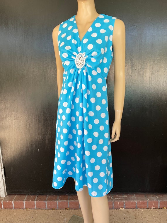 1970s blue and white dress