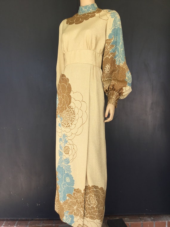 1960s Travilla Cream, tan and brown with Lurex go