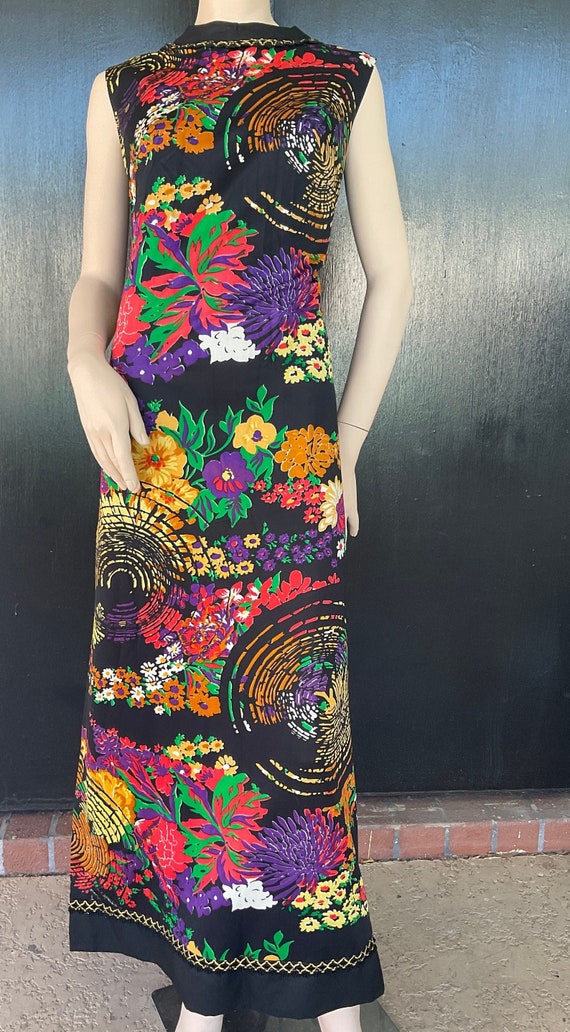 1960s black and floral dress