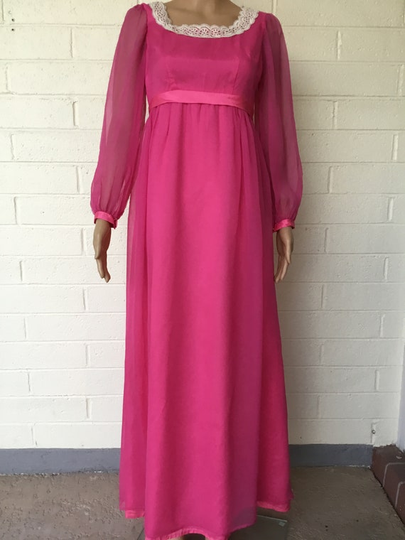 1960s pink chiffon gown