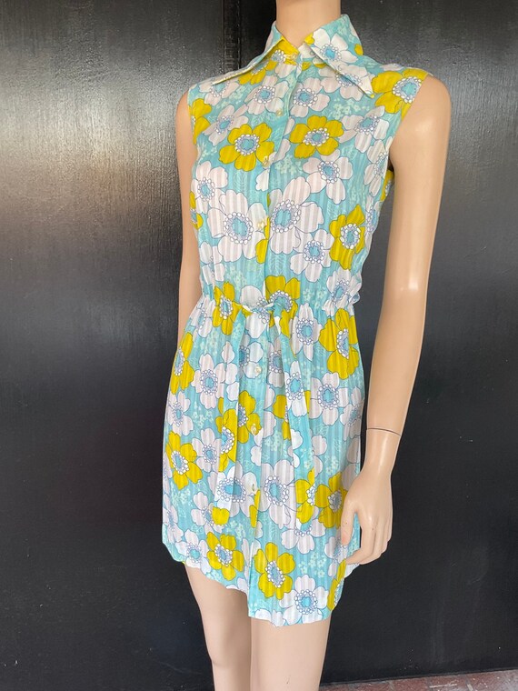 1960s yellow and blue Montgomery Ward dress - image 1