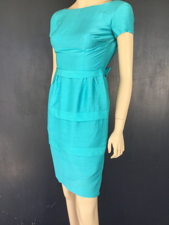 1950s Aqua silk Norma Gini California dress - image 1