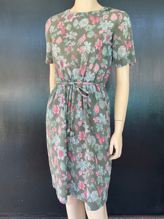 1960s green and pink dress