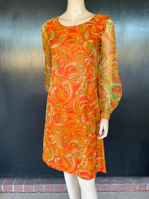 1960s orange and green dress