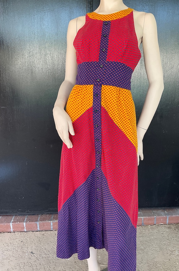 1970s red, yellow and blue Craig dress