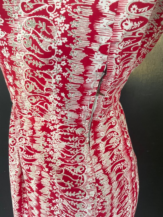 1950s red, white and gray day dress - image 5