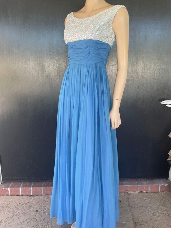 1960s blue and white gown