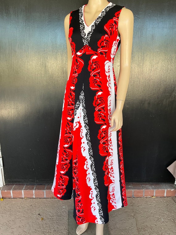 1970s red, black and white dress