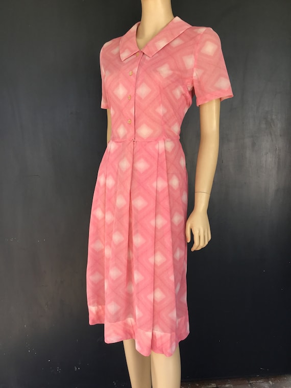 1960s pink and white Casualmaker nylon dress