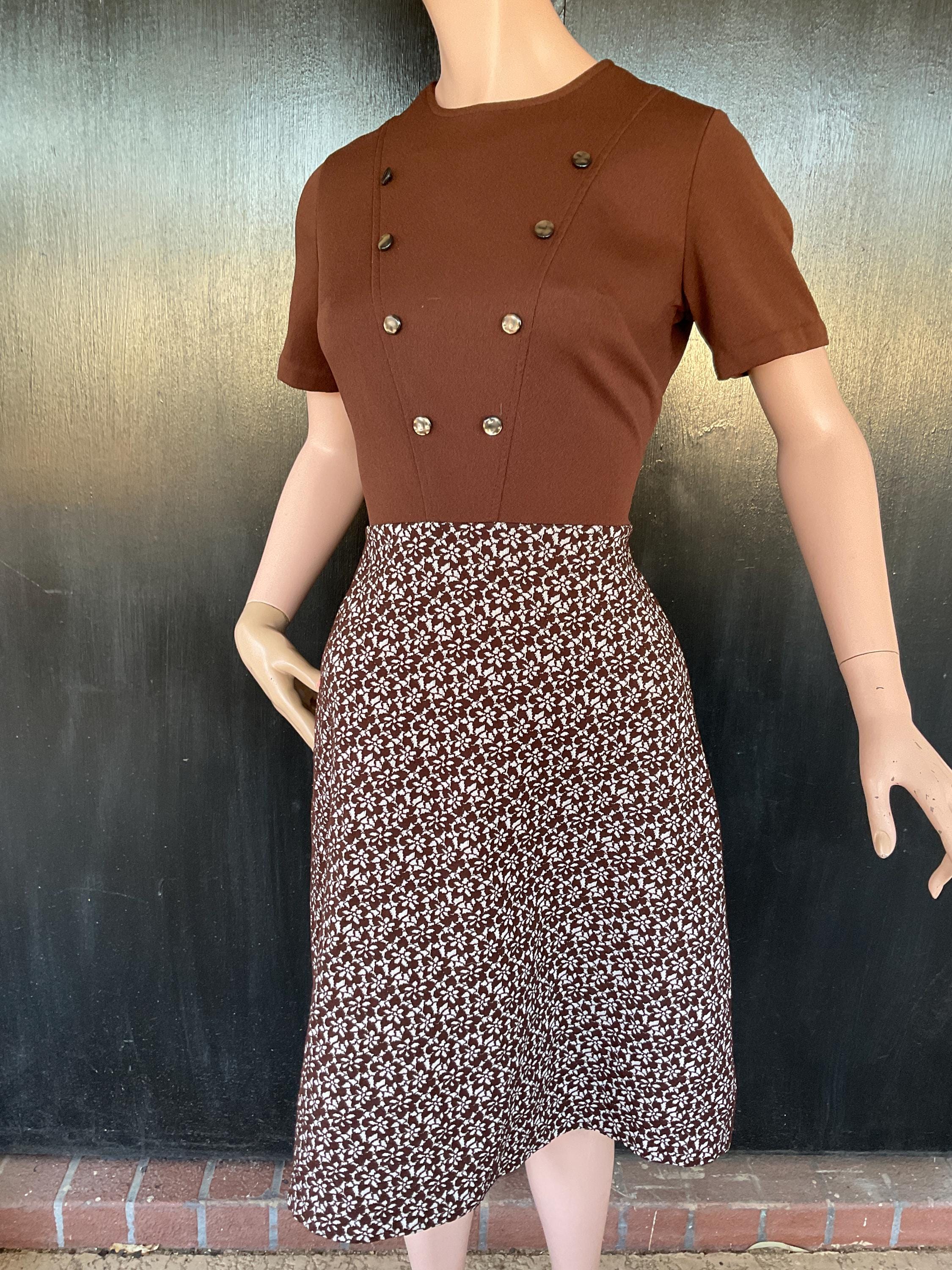 Alden, 1970s brown and white Alden’s dress vintage medium