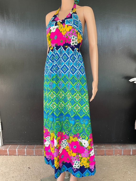 1970s multicolor maxi dress