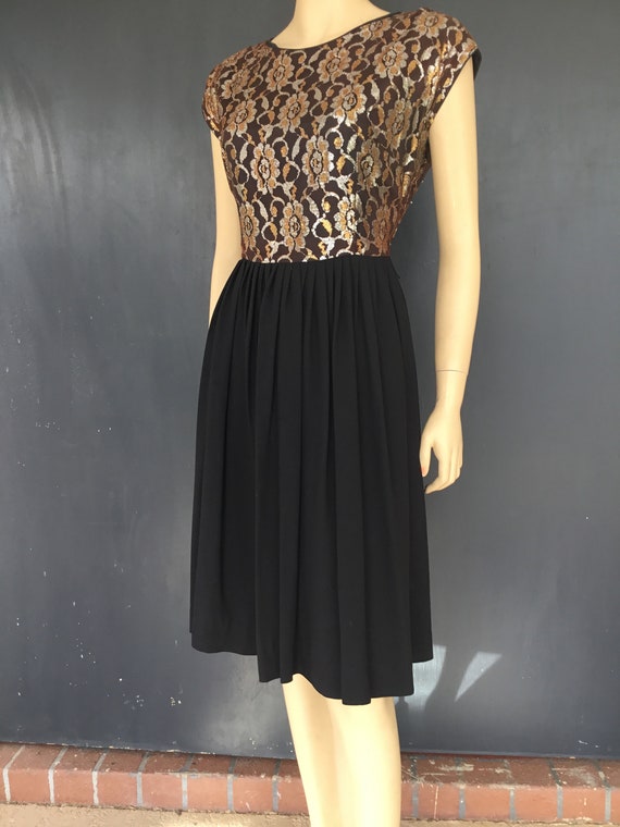 1960s Mode O Day metallic lace dress