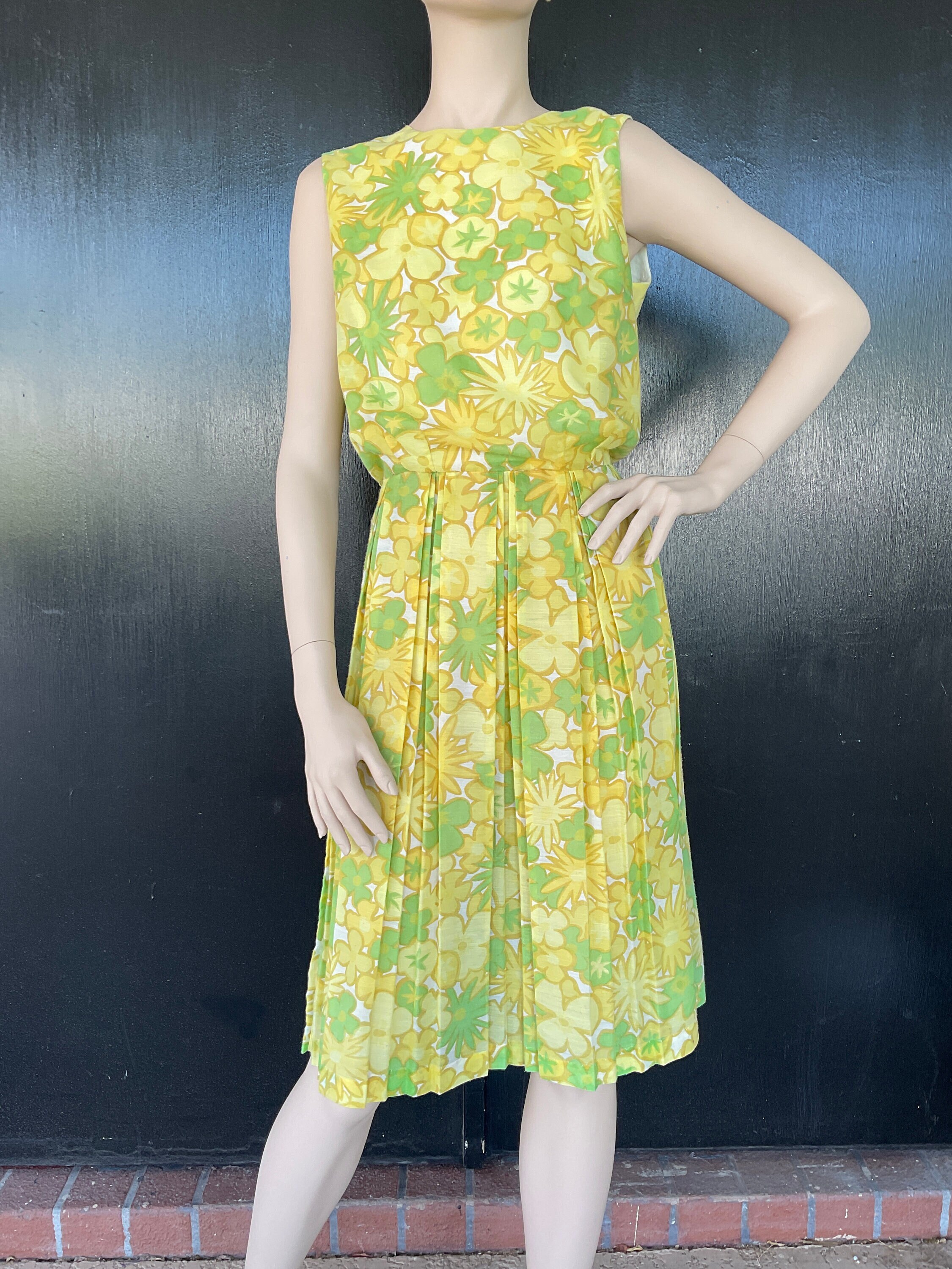 Yellow Green Dress Etsy