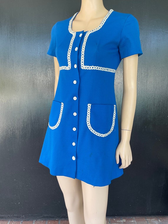 1970s blue and white dress - image 1