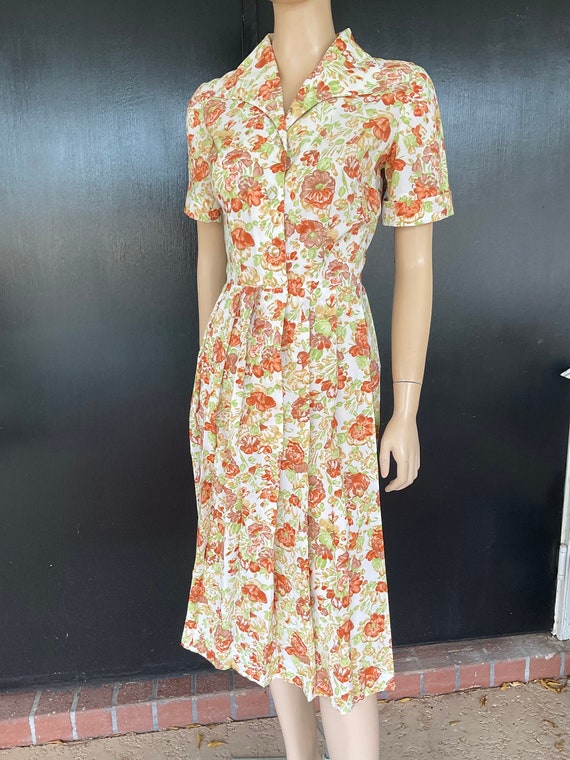 1960s green and rust dress