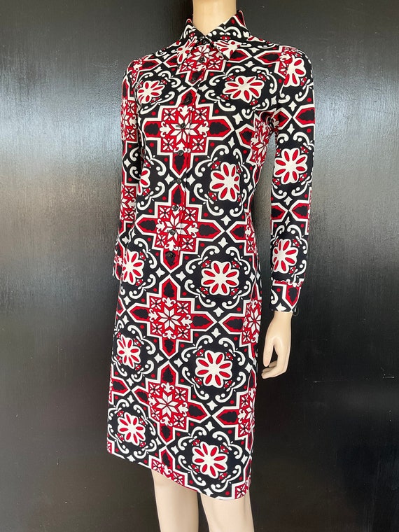 1970s black, red and white dress