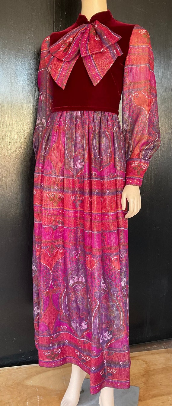 1970s burgundy Harzfelds maxi dress