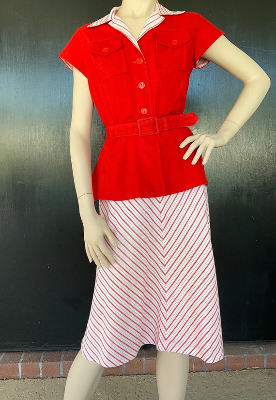 1970s red and white dress
