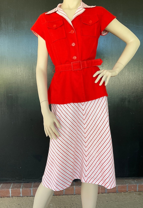 Vintage red white dress - Gem
