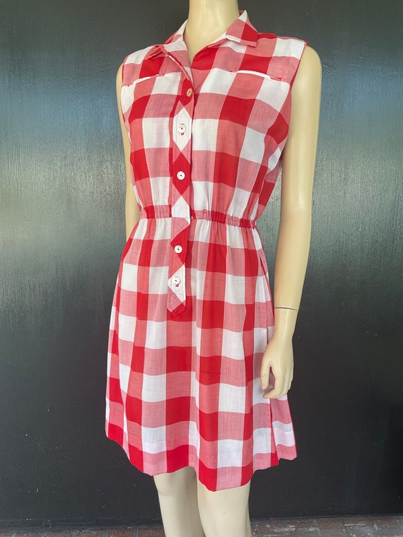 1960s red and white Serbin dress - image 1