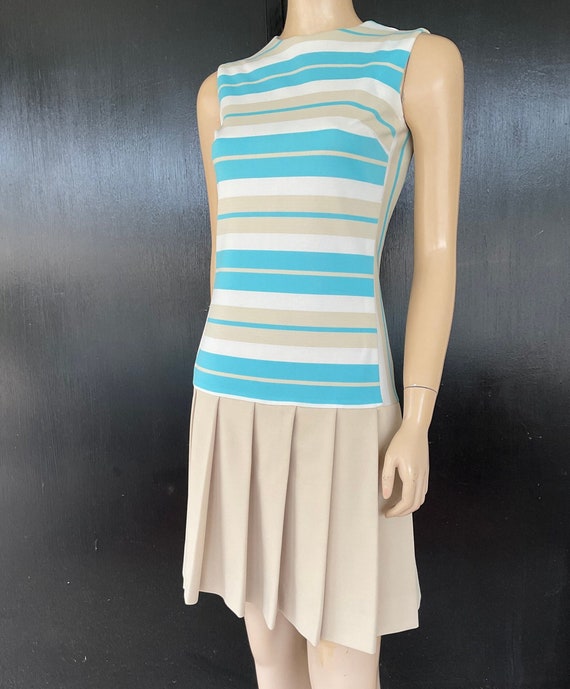 1970s blue, beige and white Lorch dress