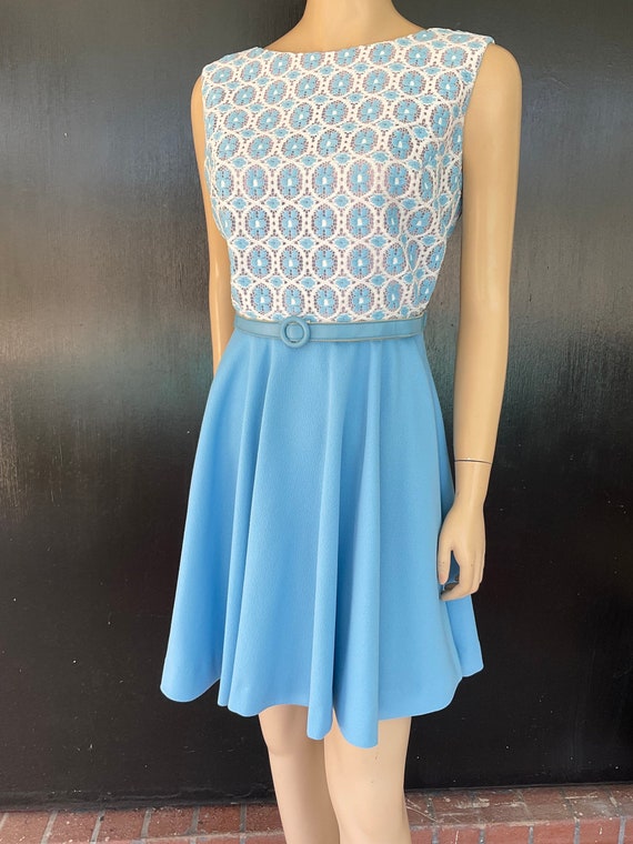 1960s light blue and white dress