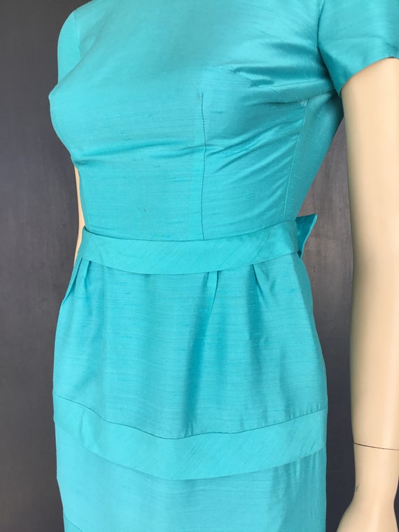 1950s Aqua silk Norma Gini California dress - image 2