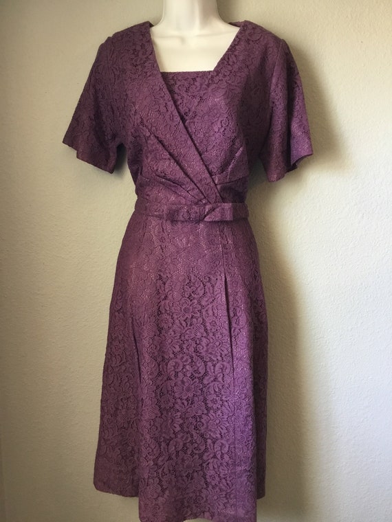 1950s vintage lavender lace dress
