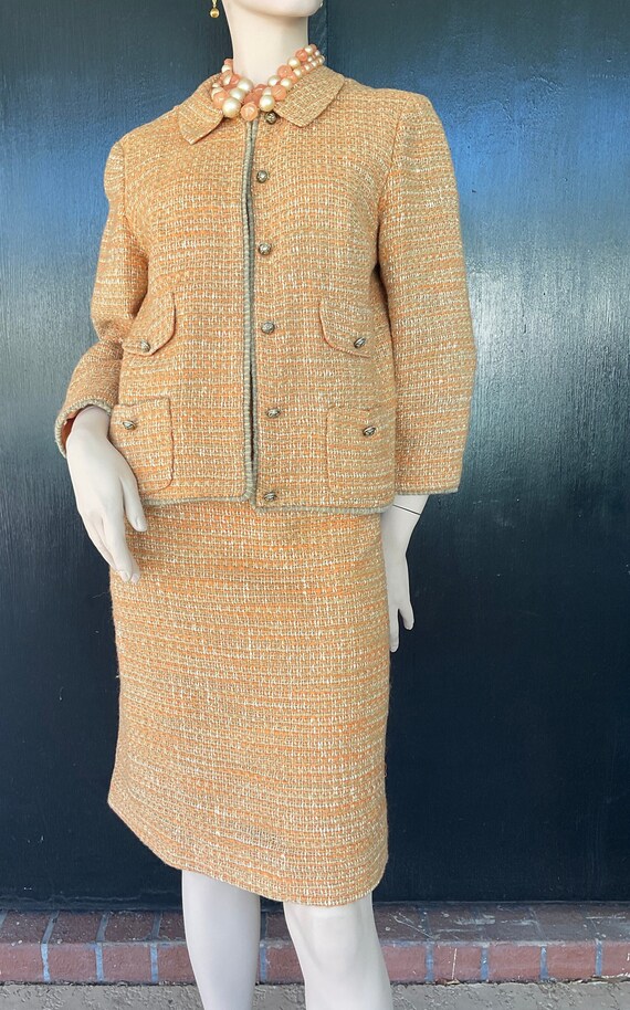 1960s peach, white and tan Carlye suit