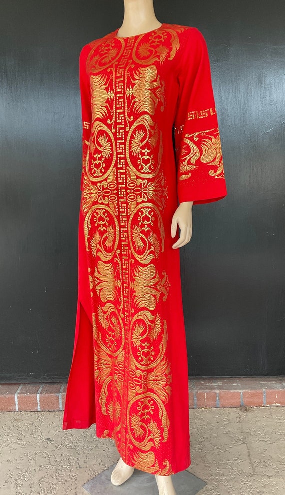 1960s red and gold dress