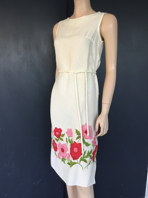 1960s shift dress with floral border