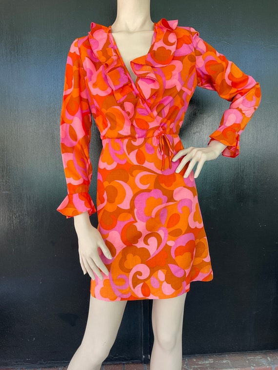 1960s pink and orange Peggy Page dress