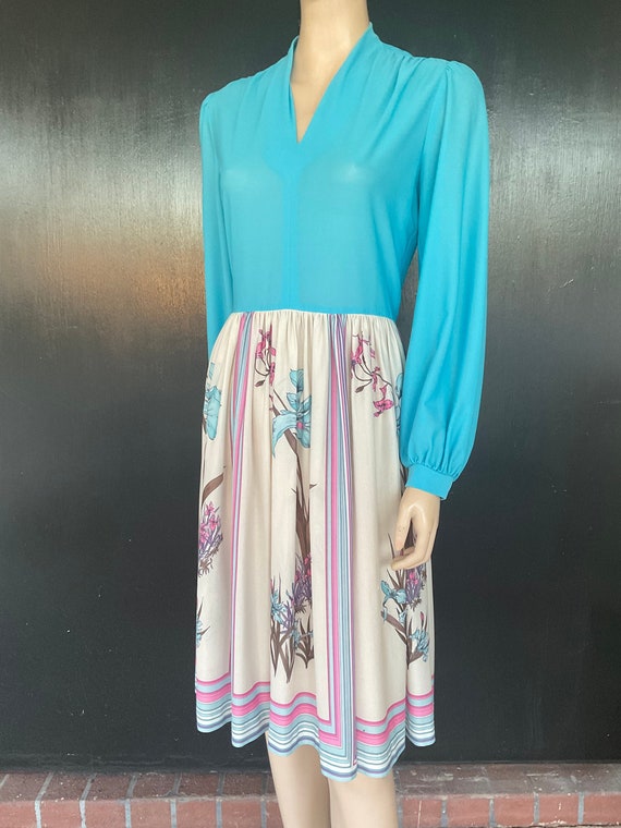 1970s turquoise Herman Marcus dress