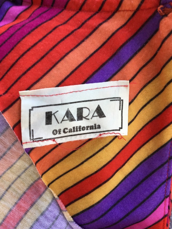 1980s multi color stripe Kara of California pullo… - image 5