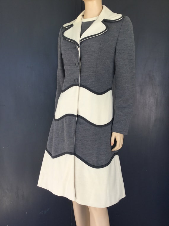 1960s Lilli Ann cream and gray dress with jacket