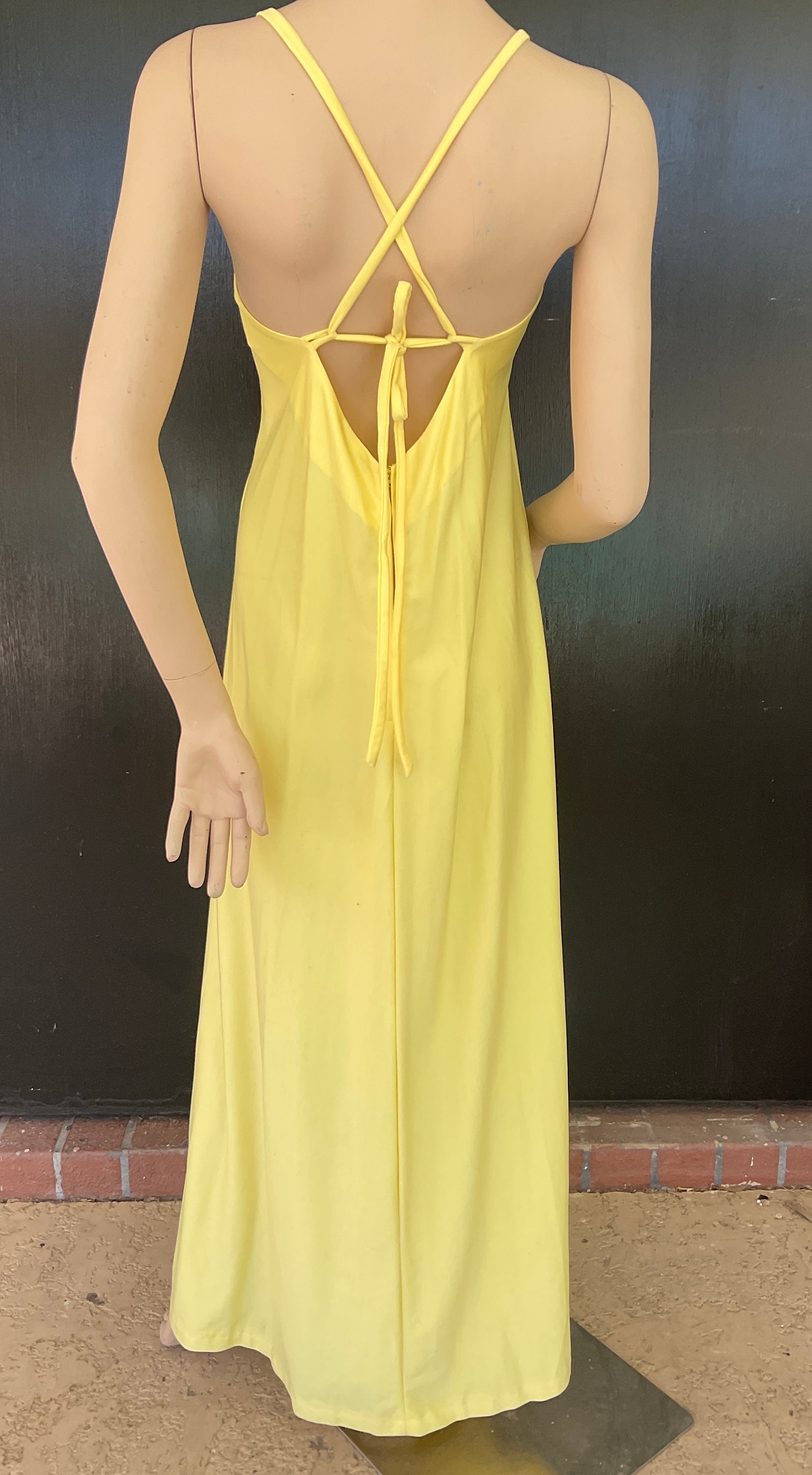 70's Painted Yellow Short Sleeved Dress