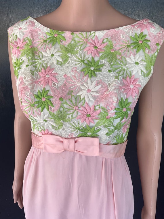 1960s pink and green formal gown - image 6