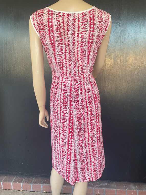 1950s red, white and gray day dress - image 8