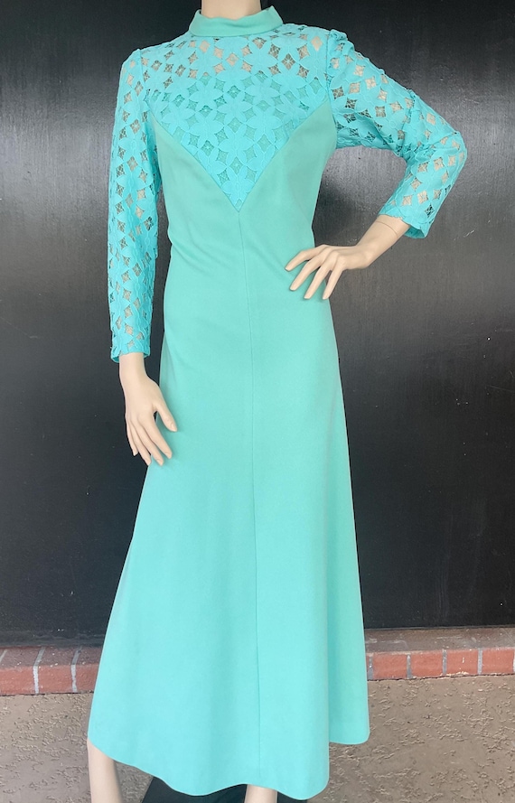 vintage aqua maxi dress - Gem