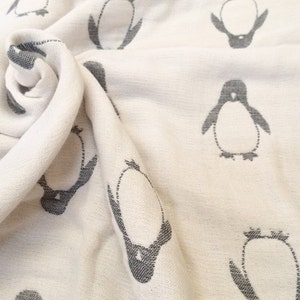 Charcoal grey penguin baby blanket